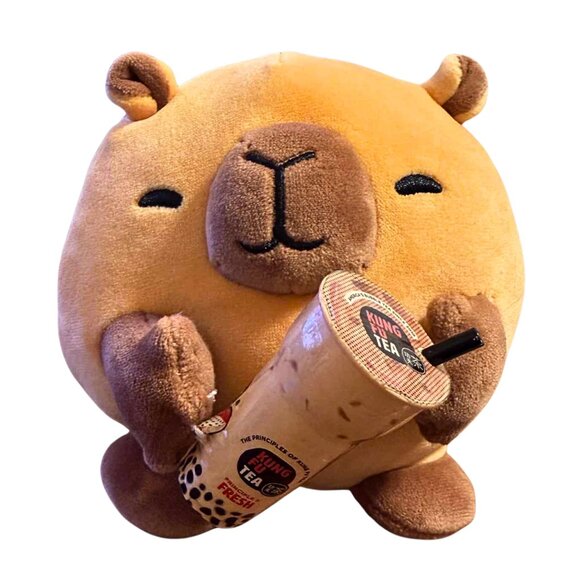 Kung Fu Tea Bear Plush Holding Cup | ZURU | 5” Kawaii Coffee Shop Collectible - Picture 1 of 9